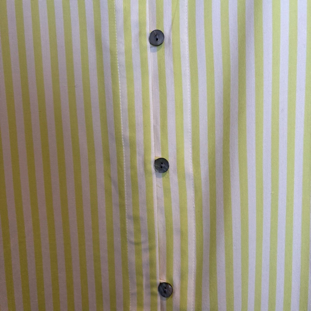 Lord & Taylor Silk Blouse chartreuse striped Vintage size 8 Spring flowy office - Picture 6 of 10